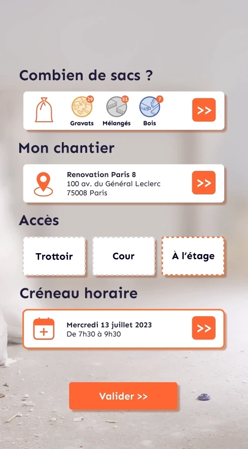 Étape 4 de la commande sur l'application : récapitulatif avec créneau confirmé et bouton Valider